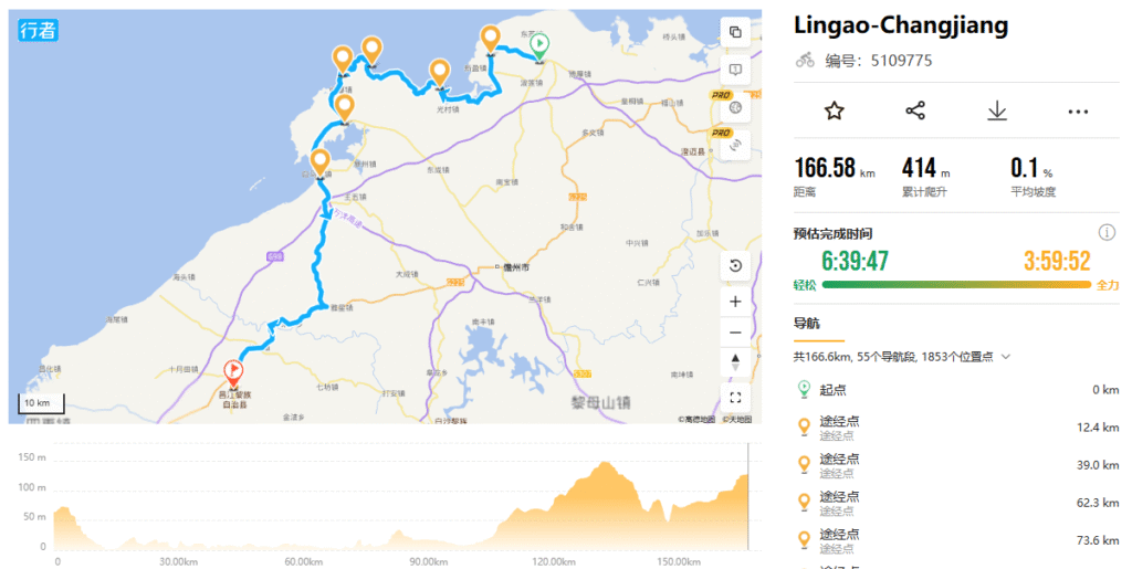 Lingao via Baimajin to Changjiang